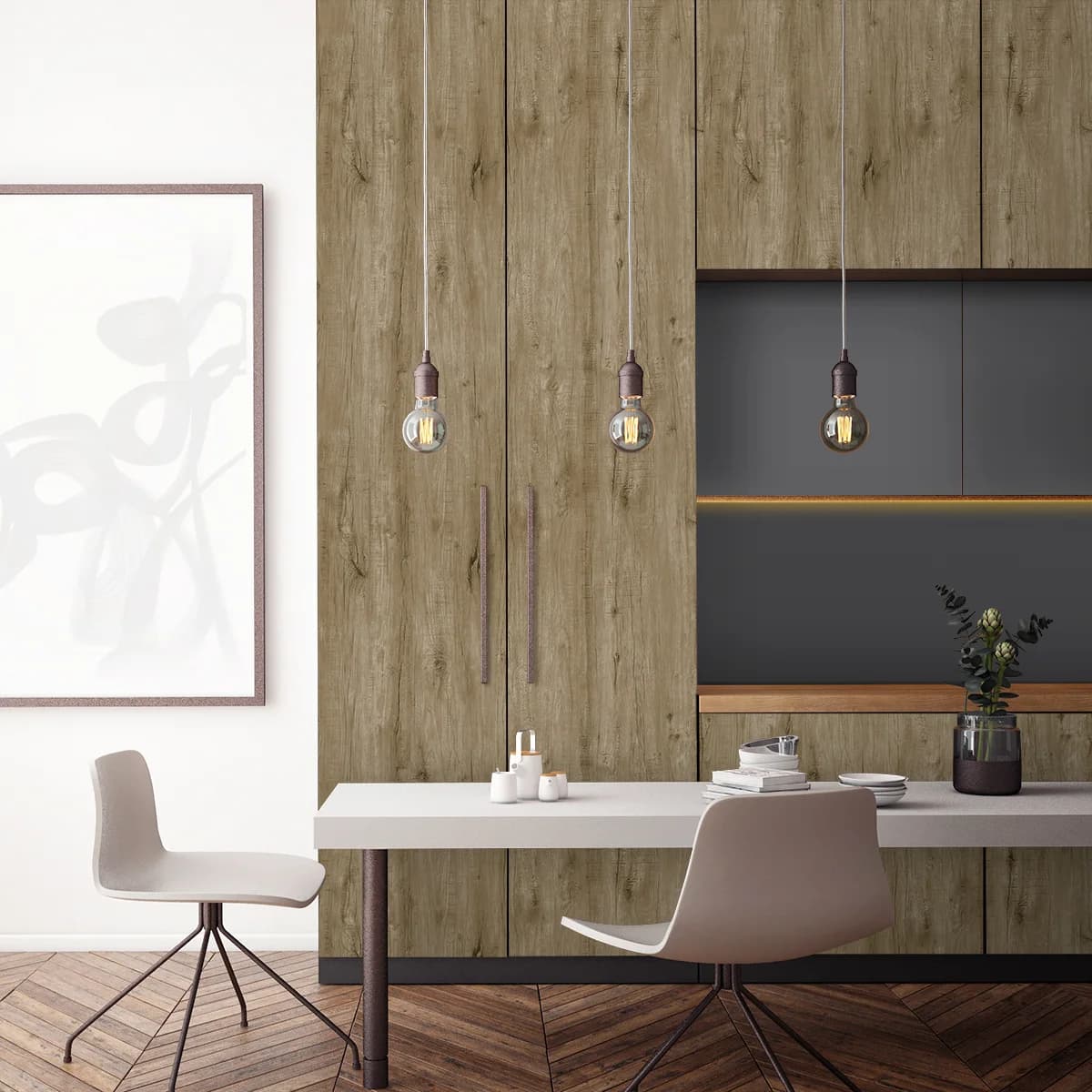 PALE TIMBER — a high gloss wooden laminate shown in a finished interior